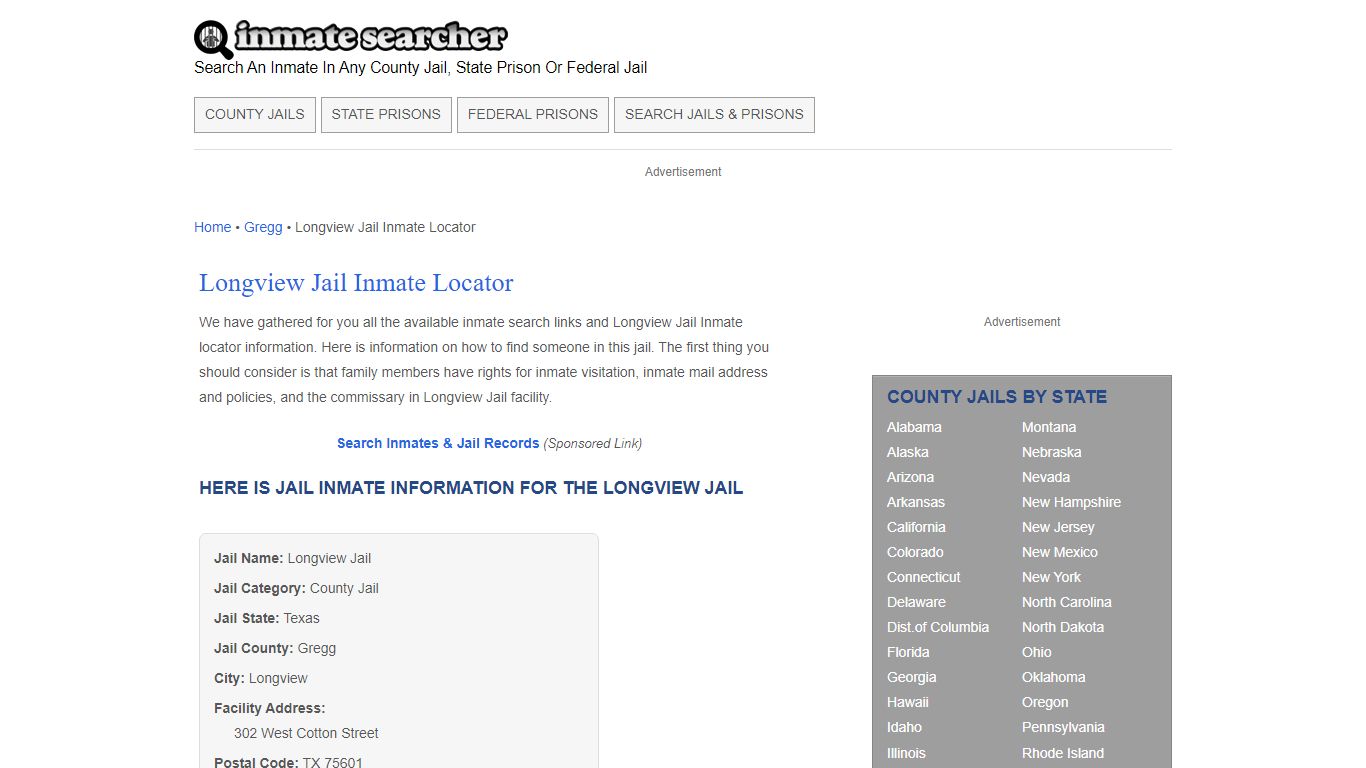 Longview Jail Inmate Locator - Inmate Searcher